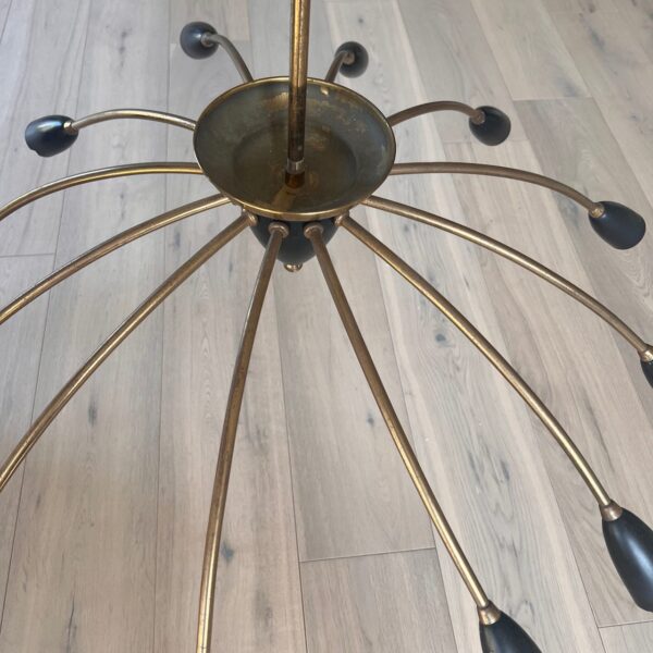 Mid Century Brass Sputnik Chandelier with 12 arms - Image 2